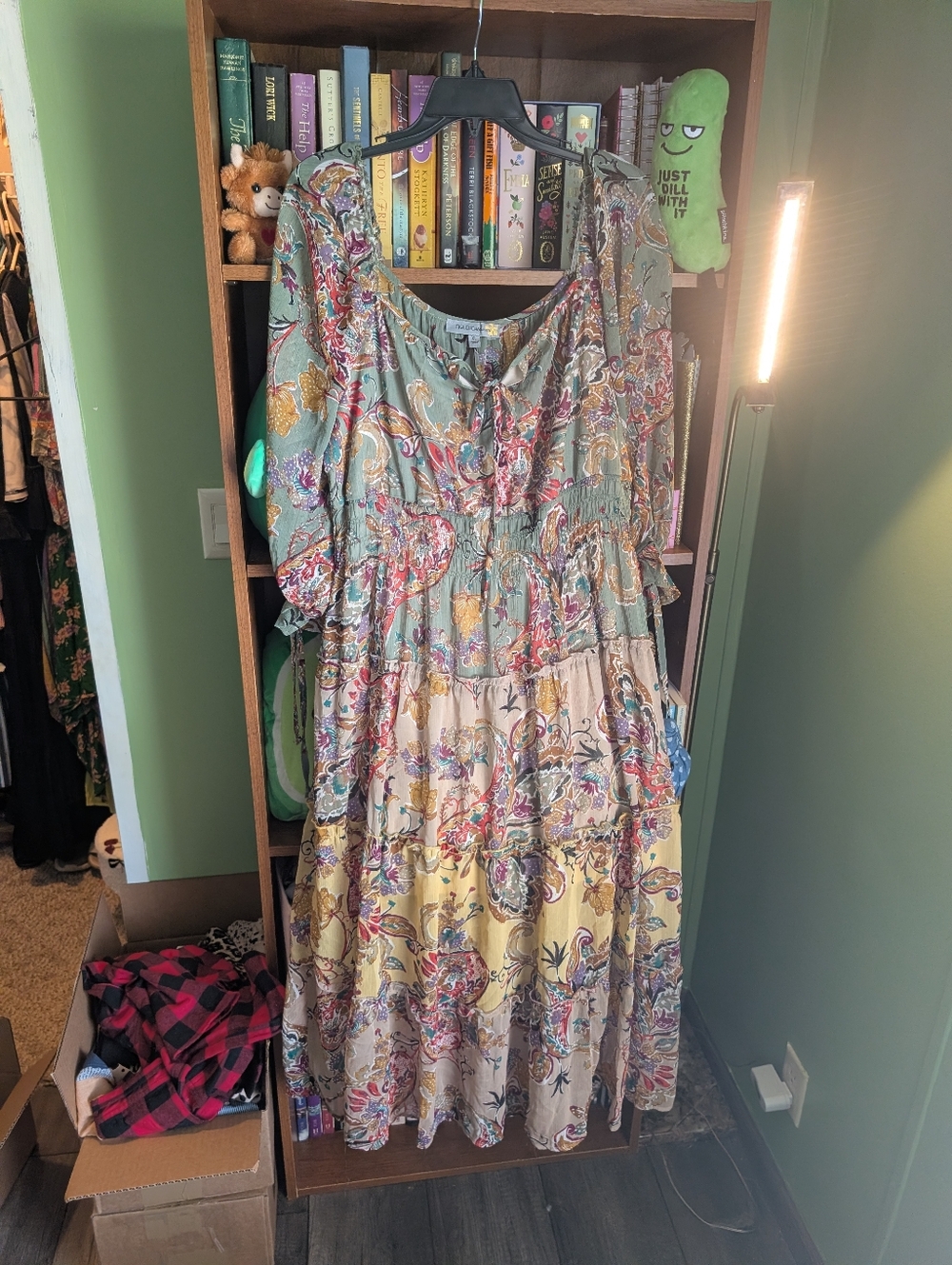❤️Sold❤️Boho Paisley Tiered Maxi Dress - Green & Yellow